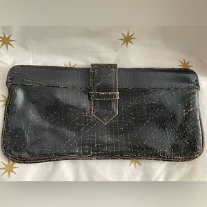 MARC MARMEL Brown Cracked Leather Clutch